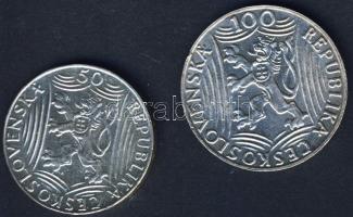 Csehszlovákia 1949. 50K Ag + 100K Ag "Sztálin 70. születésnapja" pár T:2