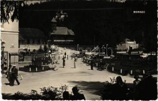 1940 Borszék, Borsec; Park, Erzsébet-forrás, templom, villa / park, spa, spring source, church, villa. G. Heiter photo + 1940 Szászrégen visszatért So. Stpl.