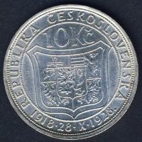 Csehszlovákia 1928. 10K Ag "10. Függetlenségi évforduló" T:2/3