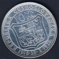Csehszlovákia 1928. 10K Ag "10. Függetlenségi évforduló" T:2/3+