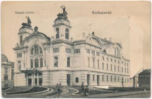 Kolozsvár, Cluj; Nemzeti Színház. sérült és hiányos leporellólap / National Theatre. damaged and incomplete leporellocard (b)