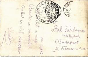 1940 Beszterce, Bistritz, Bistrita; Evangélikus templom, Besztercei sör reklámja, üzlet / Lutheran c...