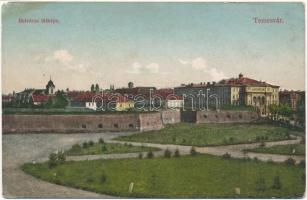 1913 Temesvár, Timisoara; Belváros látképe vár részlettel. Gerő Manó kiadása / general view, castle (ázott / wet damage)