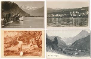 6 db RÉGI svájci város képeslap / 6 pre-1945 European town-view postcards (Swiss)