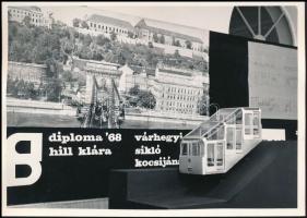 1968 A Budavári sikló makettje a Sikló Bizottság terve alapján, fotó, 3 db, 12,5x18,5 cm