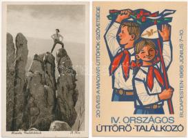 2 db képeslap: 1966 IV. Országos Úttörő Találkozó, Keserűsi Vadállókövek / 2 Hungarian postcards: 1966 4th Hungarian Pioneer movement Meeting