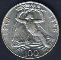 Csehszlovákia 1948. 100K Ag "30. Függetlenségi évforduló" T:2