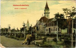 1920 Hódmezővásárhely, Sétatér a kaszinóval, Városháza. Légrádi kiadása 710. (kopott sarkak / worn corners)