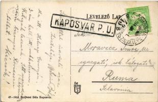 1914 Kaposvár, Nemzeti Színház. Fenyvesi Béla kiadása + "ÚJDOMBÓVÁR - NAGYKANIZSA 43 B" va...