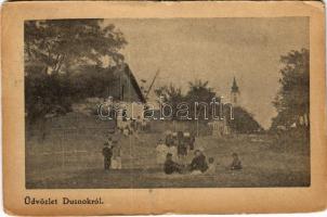 1914 Dusnok, Fő utca, templom (kopott sarkak / worn corners)