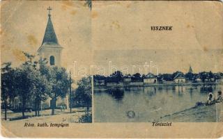 1923 Visznek, Római katolikus templom, tó (EK)