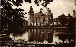 1940 Budapest XIV. Városliget, Mezőgazdasági Múzeum, Vajdahunyad vára, evezős csónakok + RUM - SZOMBATHELY 252 vasúti mozgóposta bélyegző