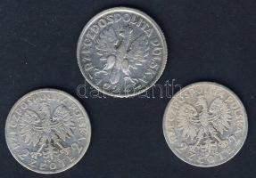 Lengyelország 1924. 1Zl Ag (1x) + 1932. 2Zl Ag (2x) T:3