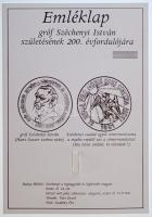 1991. gr. Széchenyi István születésének 200. évfordulójára emléklap Cu kétoldalú emlékérmével (17,9m...