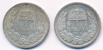 1915KB-1916KB 1K Ag "Ferenc József" (2x) T:1,1- Adamo#K5.1