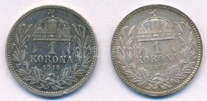 1915KB-1916KB 1K Ag "Ferenc József" (2x) T:1- Adamo#K5.1