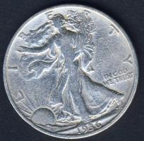 USA 1936S 1/2$ Ag "Walking" T:3-