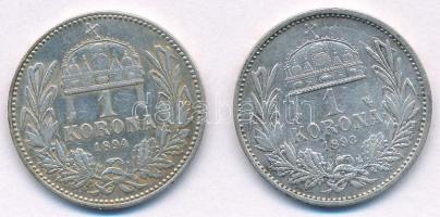 1893KB-1894KB 1K Ag "Ferenc József" (2x) T:2,2- Adamo#K5