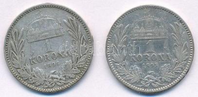 1895KB-1896KB 1K Ag "Ferenc József" (2x) T:2- Adamo#K5