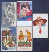 Több mint 640 db régi művészeti, motívum és üdvözlő képeslap dobozban. Érdekes, tartalmas anyag!