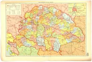 1942 Magyarország politikai térképe és Magyarország hegy- és vízrajzi térképe, kétoldalas térkép, kiadja: M. kir. Honvéd Térképészeti Intézet. A visszacsatolt területekkel. Hajtásnyommal, 29×43 cm