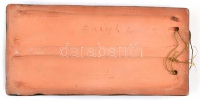 Fali plasztikus iparművész retró mázas kerámia, Balogh jelzéssel, apró kopásnyomokkal, 19,5x9,5 cm