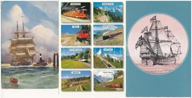 20 db MODERN motívum képeslap: , repülők, hajók, vonat, villamos, motorkerékpár / 20 modern motive p...