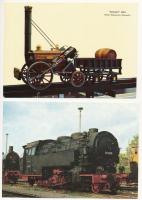 12 db MODERN külföldi motívum képeslap: vonatok, vasút, gőzmozdonyok / 12 modern European motive postcards: railway, trains, locomotives