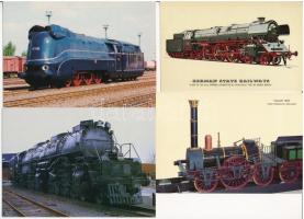 12 db MODERN külföldi motívum képeslap: vonatok, vasút, gőzmozdonyok / 12 modern European motive pos...