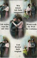 Wie könnt ich Dein vergessen / WWI Austro-Hungarian K.u.K. military, romantic couple, soldiers farewell. L. & P. 5737/V.