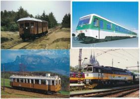 12 db MODERN motívum képeslap: külföldi vasutak, vonatok, gőzmozdonyok / 12 modern motive postcards: European railways, trains, locomotives