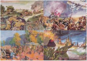 6 db MODERN magyar motívum képeslap: második világháborús katonai reprint / 6 modern Hungarian motive postcards: WWII military art reprints