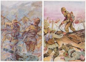 6 db MODERN magyar motívum képeslap: második  világháborús katonai reprint / 6 modern Hungarian moti...