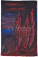 El Kazovszkij nyomán: Vörös táj. olaj, karton. 55x35 cm