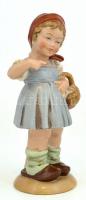 Bertram porcelán kislány. Kézzel festett, jelzett, kis kopásokkal. 19,5 cm