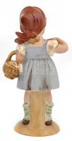 Bertram porcelán kislány. Kézzel festett, jelzett, kis kopásokkal. 19,5 cm
