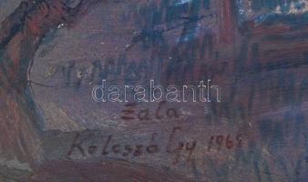 Koleszár György (?-?): Pálinkafőzés, Zala. Olaj, farost, jelzett. Díszes, reprezentatív fa keretben,...