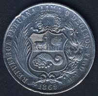 Peru 1869. 1S Ag T:3 ph.