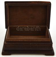 Havasi gyopár mintás fadoboz, enyhén kopottas állapotban, 8,5x14x5 cm