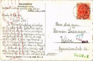 Kolozsvár, Cluj; Mátyás király szobor / monument, statue of Matthias Corvinus, Mathias Rex + "1...