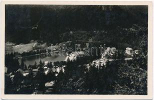 1943 Tusnádfürdő, Baile Tusnad; látkép / general view + vasúti mozgóposta bélyegző
