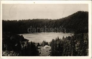 1944 Tusnádfürdő, Baile Tusnad; Szent Anna tó / Lacul Sfanta Ana / lake. Gáll Béla photo + vasúti mozgóposta bélyegző (EK)