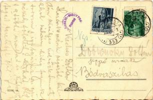 1943 Tusnádfürdő, Baile Tusnad; Tóparti sétány / lake, promenade + "M. KIR. POSTA 353" (gy...