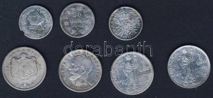 Románia 1876-1912. 50B Ag (3x), 1L Ag (4x) T:3,3/4 ph. Összesen 7klf db!
