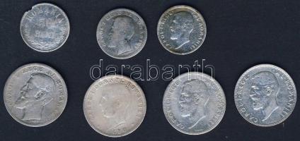 Románia 1876-1912. 50B Ag (3x), 1L Ag (4x) T:3,3/4 ph. Összesen 7klf db!