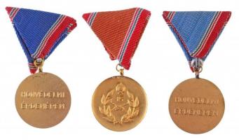 1983. Szolgálati Érdemérem - Honvédelmi Érdemérem 10, 15 és 20 év után, aranyozott Br kitüntetés mellszalagon (3xklf) T:2,2- NMK 657, 658, 659