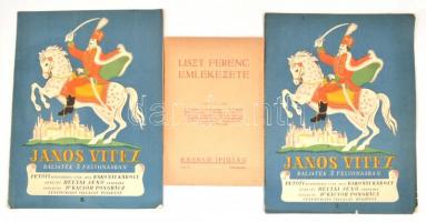 1952 Bakonyi Károly: János vitéz daljáték 3 felvonásban, I-II. füz., kotta, papírkötésben, egyik borító sérült. + Éneklő Ifjúság, I. év 12. sz., 1942 aug.: Liszt Ferenc emlékezete.