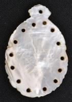 Héber feliratos gyöngyház medál, 3×2 cm