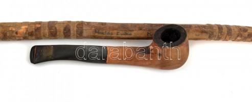 Faragott, disznófejes bot 64 cm. Fából készült pipa