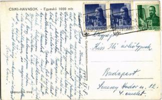 1942 Csíki-havasok, Muntii Ciucului; Egyes-kő, előtérben fiú vadászpuskával. Foto Sántha / Piatra Si...